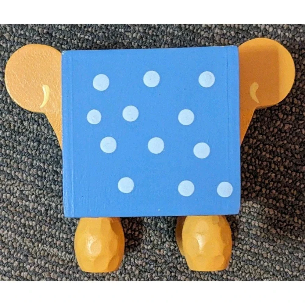 Vtg Wood Trinket Box Yellow Dog Figural Whimsical Hand Painted Susan Ryan 6